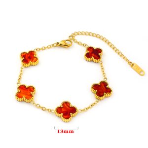 TA135a Lắc tay nữ titan hoa 4 cánh van cleef 13mm