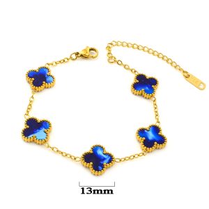 TA142a Lắc tay nữ titan hoa 4 cánh van cleef 13mm