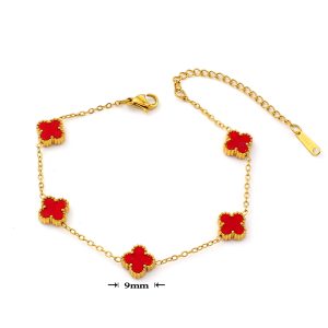 TA143a-Lắc tay nữ titan 5 bông van cleef 9mm