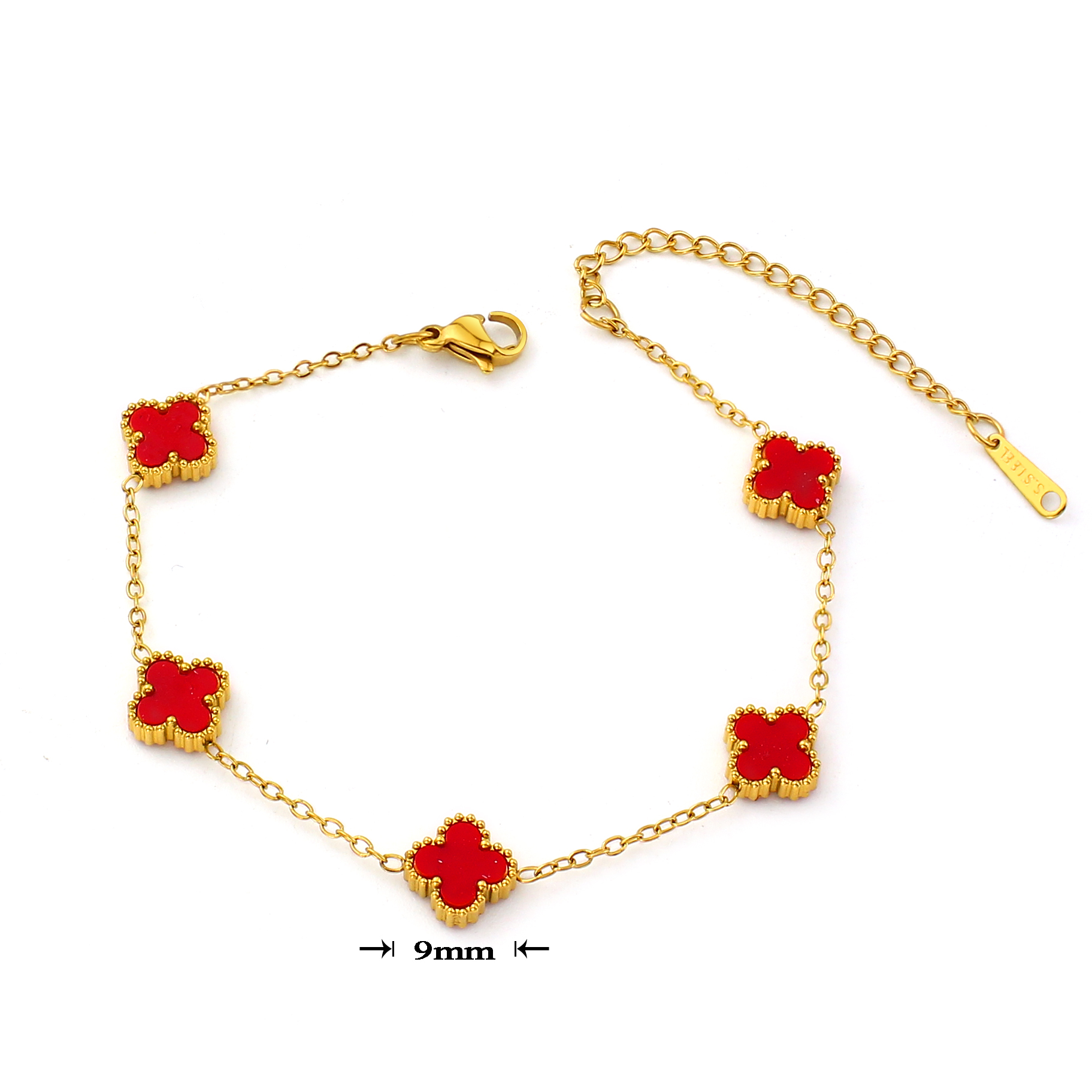 TA143a-Lắc tay nữ titan 5 bông van cleef 9mm