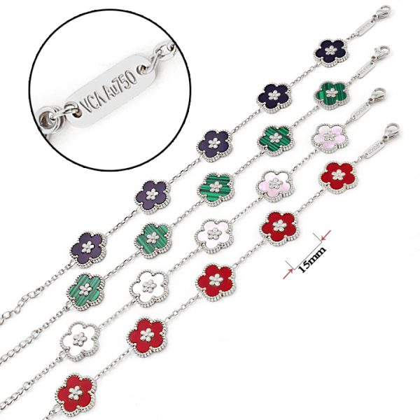 TA184c Lắc tay nữ titan van cleef hoa 5 cánh
