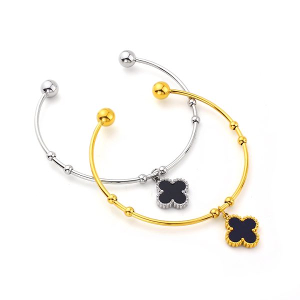 TV219a Vòng tay chữ C 2 đầu bi titan van cleef