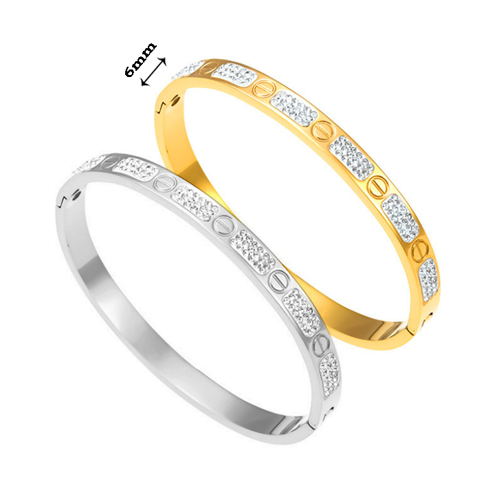TV222a Vòng tay titan cartier bảng 6mm đính kim