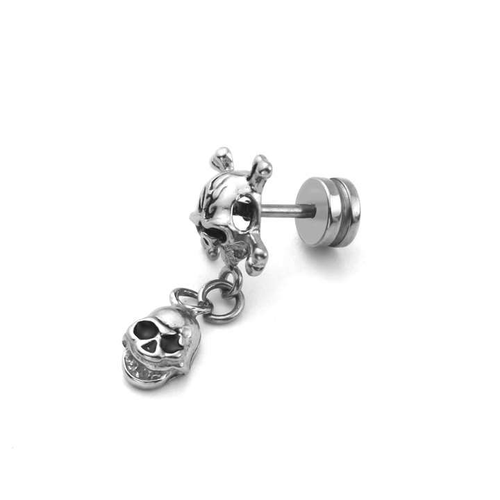 BT005b-Bông tai inox nam đầu lâu