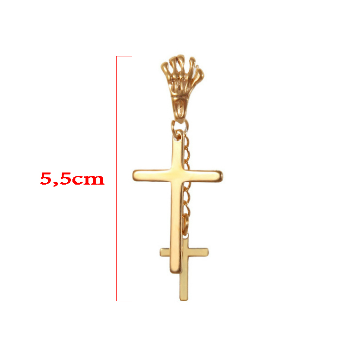 BT036a Bông tai nam inox mạ vàng hình móng vút tòn teng thánh giá