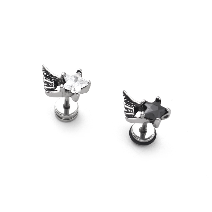 BT204d Bông tai nam inox ngôi sao cánh chim độc đáo cá tính