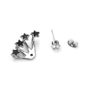 BT247b Bông tai inox nữ bốn ngôi sao xòe cánh quạt