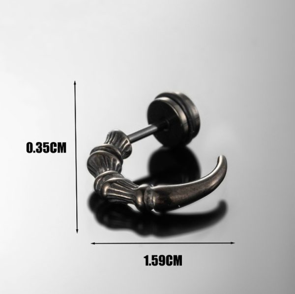 BT252f-bông tai nam inox móng vút màu đen cá tính độc đáo