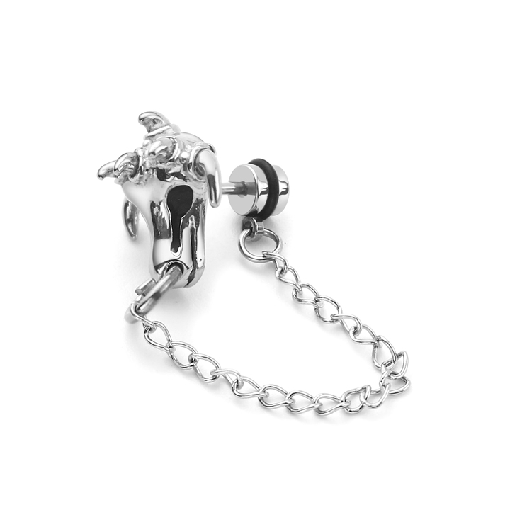 BT265a Bông tai nam inox đầu trâu cực cá tính độc đáo