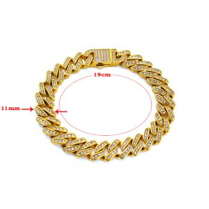 LN165b Lắc tay titan nam 11mm kiểu cuban đính full kim