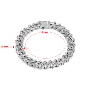 LN165c Lắc tay titan nam 11mm kiểu cuban đính full kim