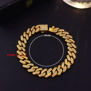 LN165e Lắc tay titan nam 11mm kiểu cuban đính full kim