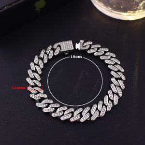 LN165f Lắc tay titan nam 11mm kiểu cuban đính full kim