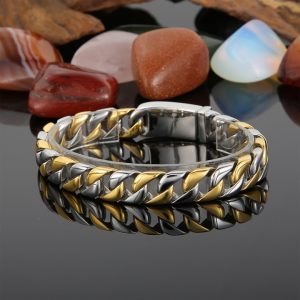 LN175e Lắc tay nam 12mm kiểu lật khóa hôp mạ màu vàng cách điệu