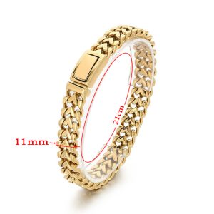 LN178b Lắc tay nam titan 11mm khóa hộp màu vàng