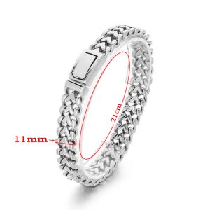 LN178c Lắc tay nam titan 11mm khóa hộp màu thép