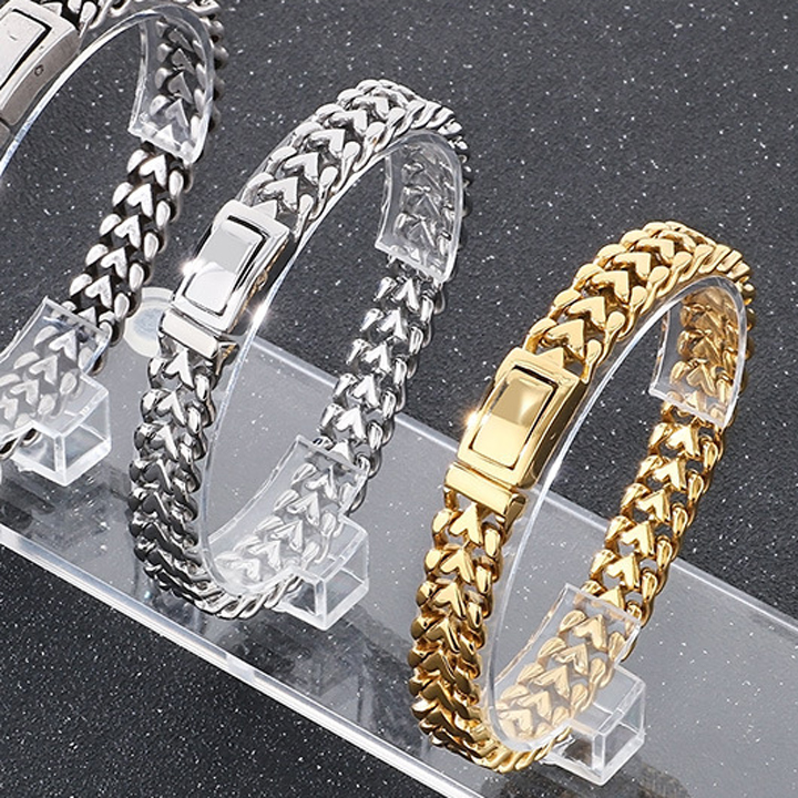 LN178f Lắc tay nam titan 11mm khóa hộp màu thép