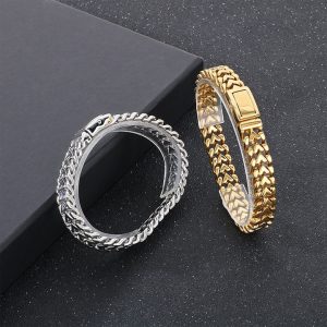 LN178h Lắc tay nam titan 11mm khóa hộp màu thép