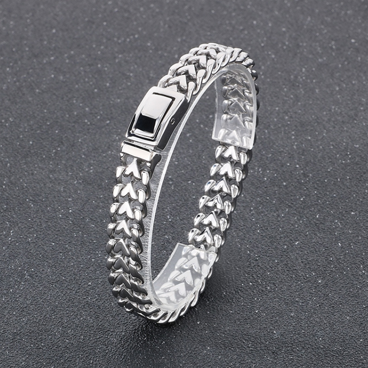 LN178k Lắc tay nam titan 11mm khóa hộp màu thép