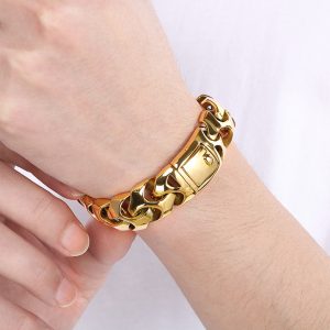 LN179g Lắc tay nam titan 18mm khóa hộp