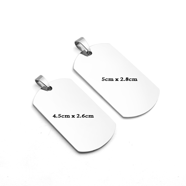 MD080c Mặt dây chuyền inox thẻ bài dog tag quân đội lính có nhận khắc nội dung logo