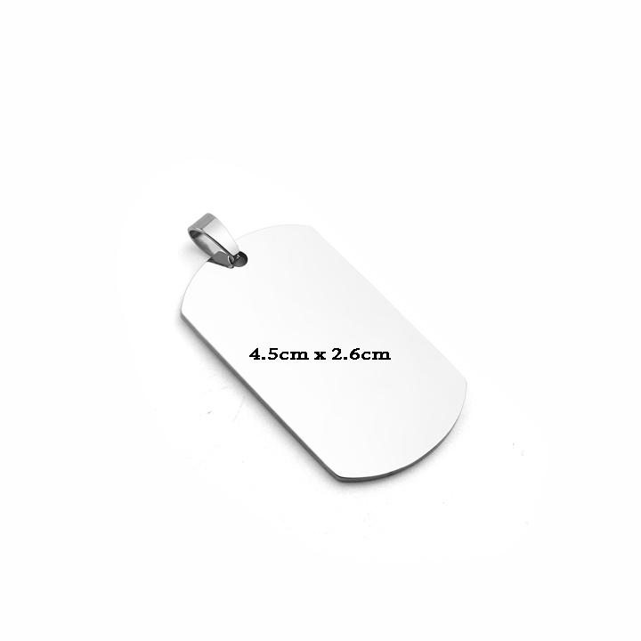 MD080d Mặt dây chuyền inox thẻ bài dog tag quân đội lính 4.5cmx2.6cm