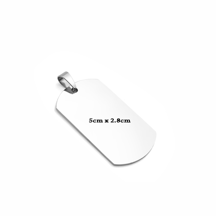 MD080e Mặt dây chuyền inox thẻ bài dog tag quân đội lính 5cmx2.8cm