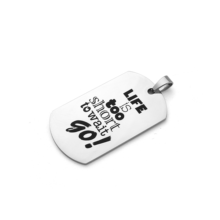 MD080g Mặt dây chuyền inox thẻ bài dog tag quân đội lính có nhận khắc nội dung logo
