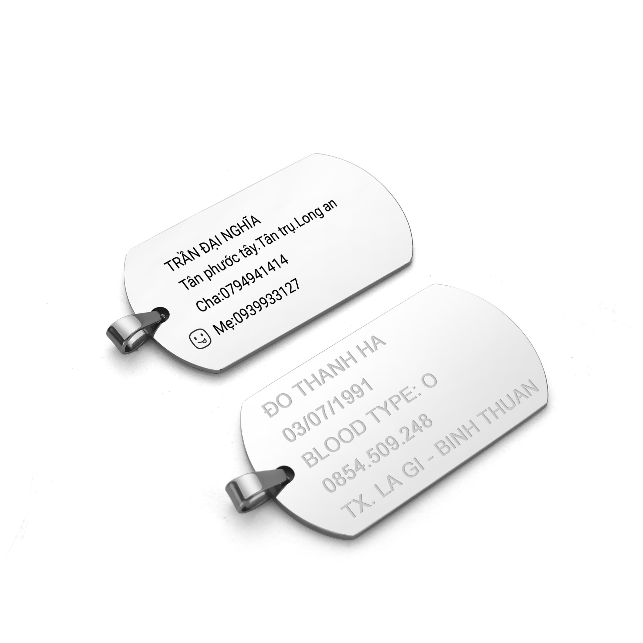 MD080h Mặt dây chuyền inox thẻ bài dog tag quân đội lính có nhận khắc nội dung logo