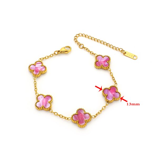TA227b Lắc tay 5 bông hoa 4 cánh van cleef 13mm