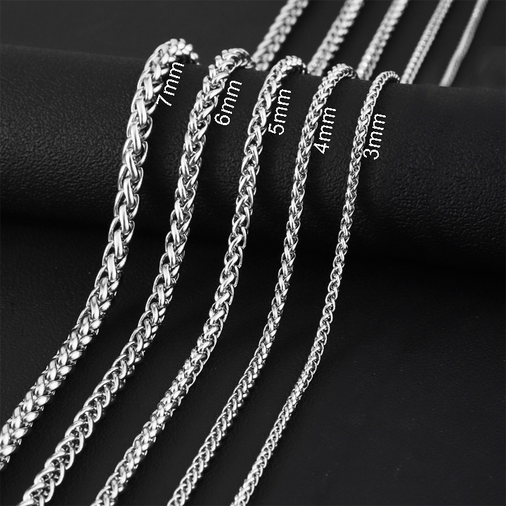 DN193B Dây chuyền nam thép titan không gỉ kiểu dây bông dừa xoắn