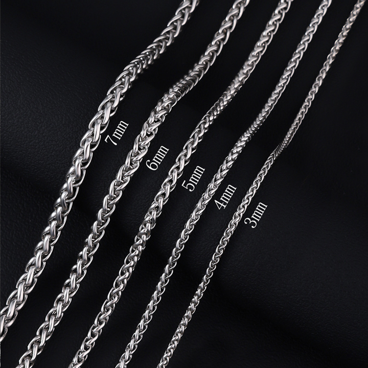 DN193a Dây chuyền nam thép titan không gỉ kiểu dây bông dừa xoắn