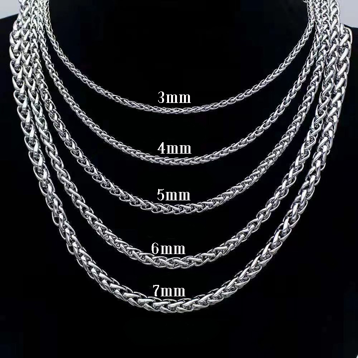 DN193d Dây chuyền nam thép titan không gỉ kiểu dây bông dừa xoắn