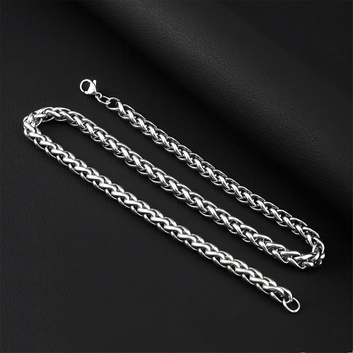 DN193f Dây chuyền nam thép titan không gỉ kiểu dây bông dừa xoắn