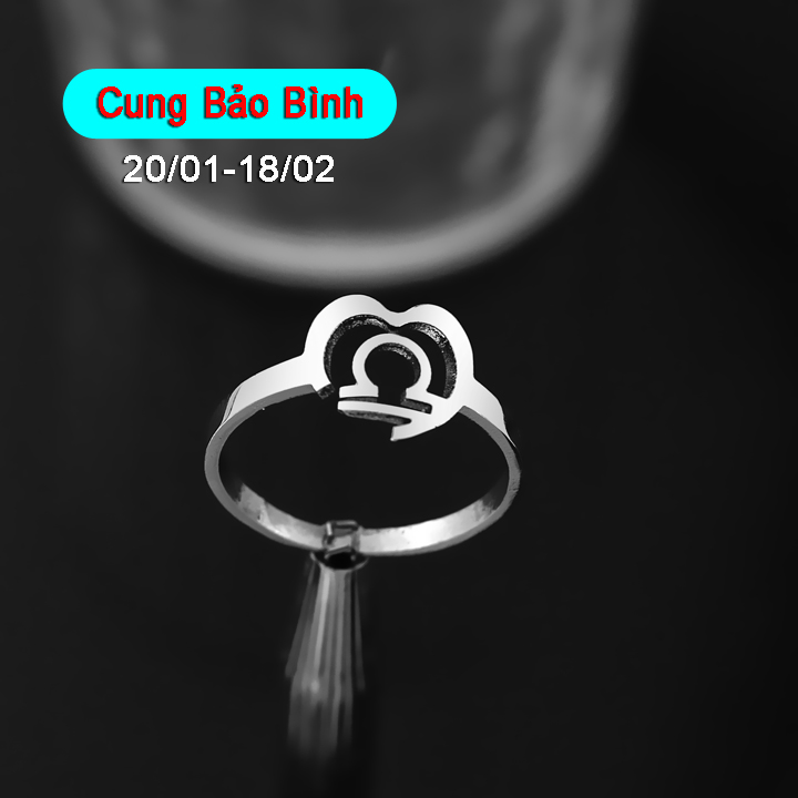 HD003a Nhẫn inox cung hoàng đạo bảo bình Aquarius