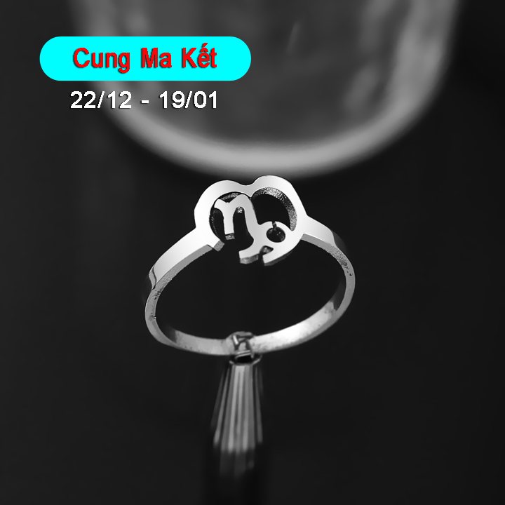 HD004a Nhẫn inox cung hoàng đạo Ma Kết Capricorn