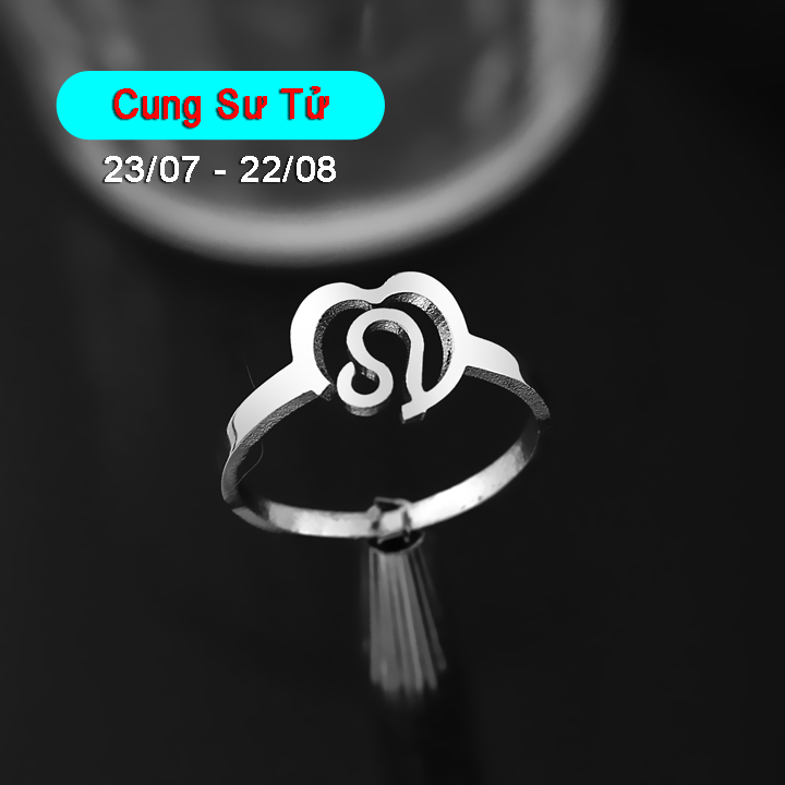 HD007a Nhẫn inox cung hoàng đạo sư tử Leo