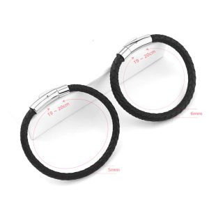 LN180m Vòng tay da khóa trụ tròn titan cao cấp