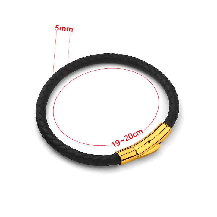 LN181g Vòng tay da khóa trụ tròn titan cao cấp