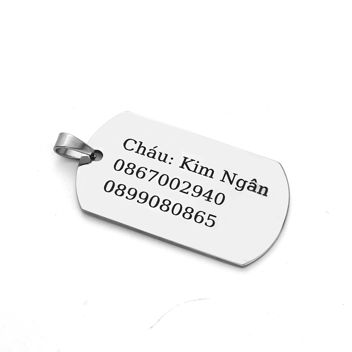 MD083c Khắc nội dung lên thẻ inox đi cho người già trẻ con phòng đi lạc khắc thẻ bài theo yêu cầu
