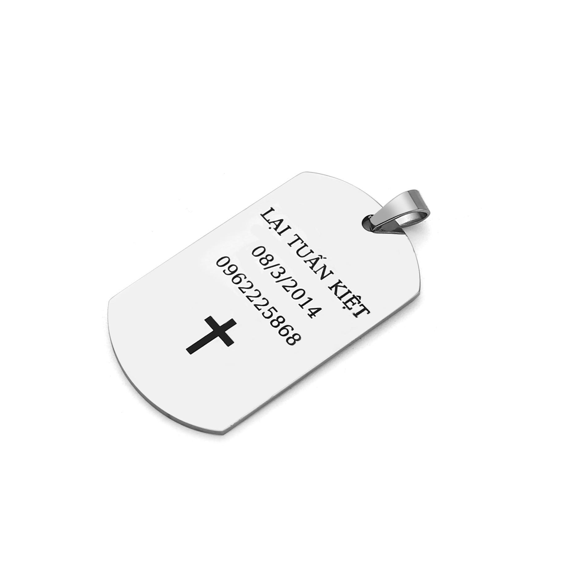 MD083d Khắc nội dung lên thẻ inox đi cho người già trẻ con phòng đi lạc khắc thẻ bài theo yêu cầu