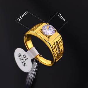 N676b Nhẫn nam titan mạ màu vàng viên đá chủ 7ly vạn lý trường thành