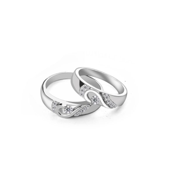 NC002a Nhẫn inox cặp đôi tình nhân trái tim ghép
