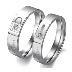 NC006 Nhẫn cặp ổ khóa chìa khóa, nhẫn đôi inox