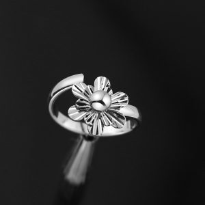 NX007c Nhẫn nữ inox free size mặt hình bông hoa
