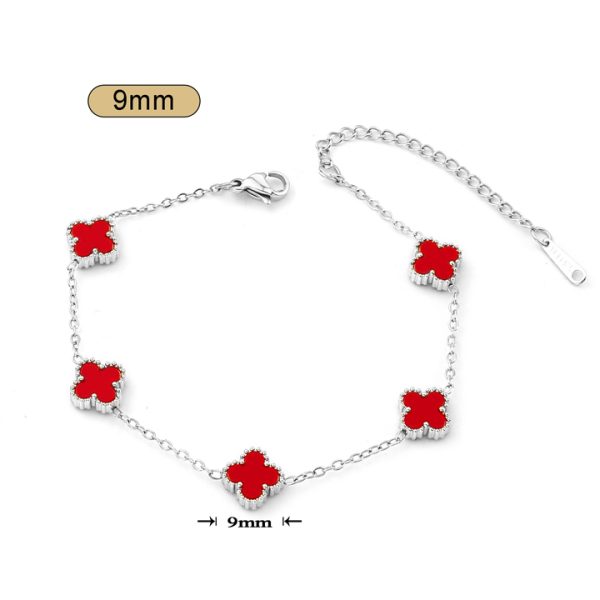 TA143b Lắc tay nữ titan 5 bông van cleef 9mm
