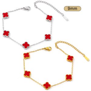 TA143c Lắc tay nữ titan 5 bông van cleef 9mm