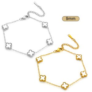 TA245c Lắc tay titan 5 bông hoa 4 cánh van cleef nền trắng size 9mm