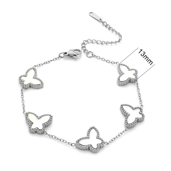 TA263b Lắc tay titan nữ van cleef VCA 5 con bướm nền xà cừ trắng