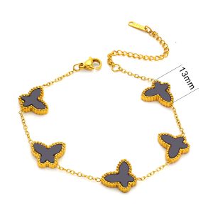 TA264a Lắc tay titan nữ van cleef VCA 5 con bướm nền màu đen